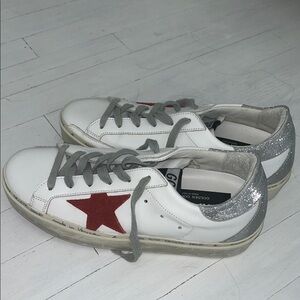 Golden Goose Women's White and Red Sneakers